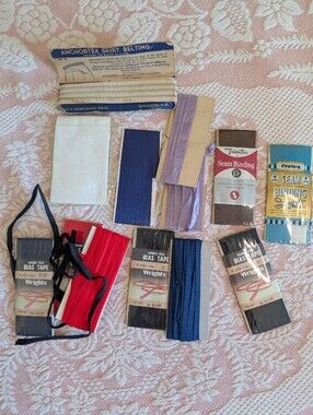 Assorted Bias Tape & Seam Binding - Navy, Red, Lavender, Brown, White